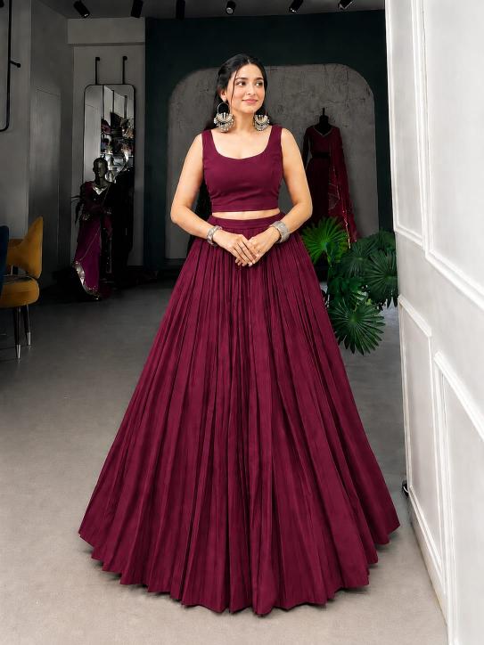 Navratri New REYON Maroon Wholesale lehenga choli prices in Hyderabad